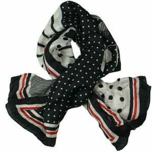 Basler Women's Navy Silk Striped Square Scarf